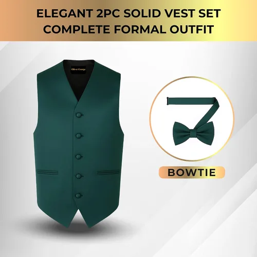 Vista 5 de Conjunto de chaleco formal sólido para hombre, esmoquin, chaleco y pajarita para traje o esmoquin