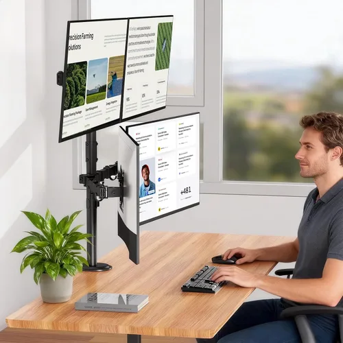 Vista 7 de PUTORSEN Soporte de escritorio para monitor cuádruple, 4 pantallas, 17-32