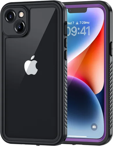 Vista 21 de Lanhiem Funda para iPhone 14, impermeable IP68 a prueba de polvo con protector de pantalla integrado, resistente a prueba de golpes de cuerpo Negro