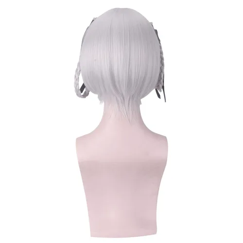 Vista 4 de Uearlid 40cm Anime KAKEGURUI Cosplay Kirari Momobami Braids Women Wig Role Playing Wigs Halloween Cosplay Silver Hair Coser Wig