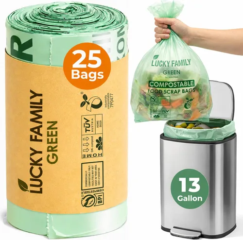 Vista 10 de Bolsas de basura compostables para contenedores de compost de cocina, bolsas de compost pequeñas de 1.3 galones para contenedor de encimera, bolsas