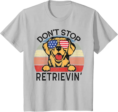 Vista 19 de Golden Retriever Dog Don't Stop Retrievin' Camiseta, Gris
