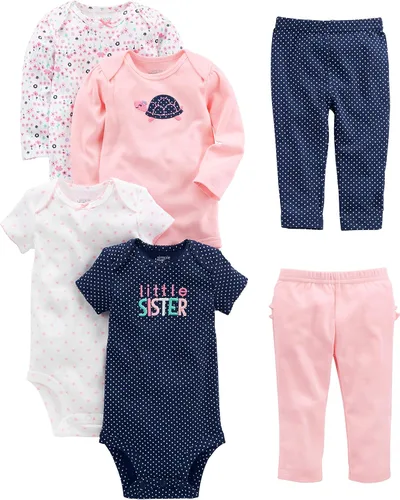 Vista 3 de Simple Joys by Carter's Conjunto de 6 piezas para bebé niña (manga corta y larga) y pantalones