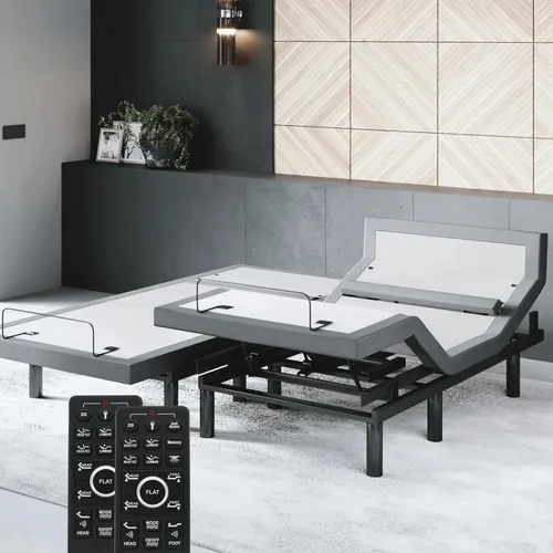 Vista 15 de Sven & Son Bliss Base de Cama Ajustable Solo Armazón, Elevación de Cabeza y Pies, Soporte Lumbar, Inclinación de Cabeza-Almohada, Masaje, Luces