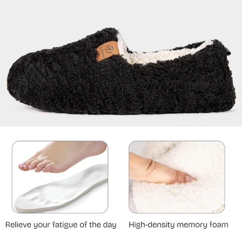 Vista 3 de EverFoams Pantuflas suaves y rizadas para mujer, de espuma viscoelástica, ligeras, cómodas, con forro polar