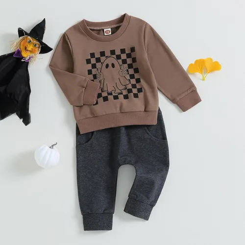 Vista 2 de Ropa para el día de San Valentín para bebé, sudadera de manga larga con letras, pantalones deportivos elásticos para otoño e invierno