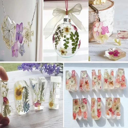 Vista 5 de 150 piezas de flores azules secas prensadas con pegatinas de mariposas - Juego de flores naturales reales de YouthBro para manualidades de resina