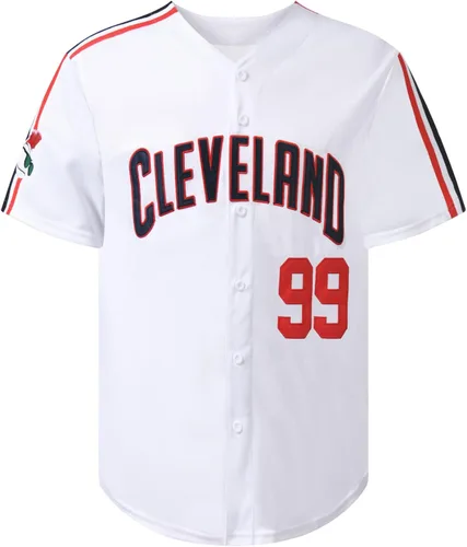 Vista 2 de BafrA Camiseta para hombre #99 Ricky Vaughn de los años 90, ropa de hip hop, camiseta de béisbol de película, camiseta cosida para fanáticos