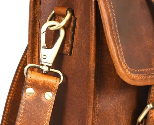 Vista 8 de Aaron Leather - Maletín de cuero vintage de 15 pulgadas (marrón caramelo)