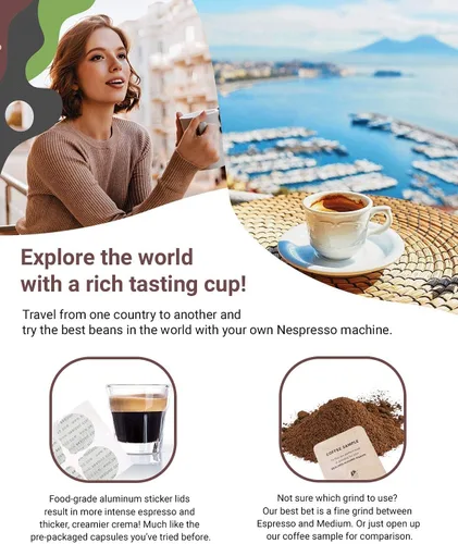 Vista 6 de Seal Pod - Cápsula reutilizable, recargable, compatible con máquina Original Line de Nespresso, acero inoxidable resistente, viene con tapas nuevas