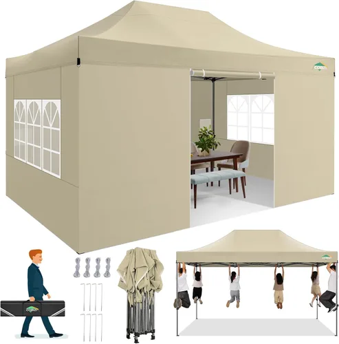 Vista 46 de COBIZI Tienda de campaña desplegable de 6.6 x 6.6 pies, toldo resistente, fácil de instalar, impermeable, para exteriores, fiestas, playa, jardín