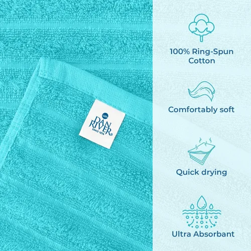 Vista 3 de DAN RIVER Paquete de 2 sábanas de baño de 35x70 pulgadas, sábanas de baño jumbo acanaladas para adultos, toallas grandes gruesas y absorbentes