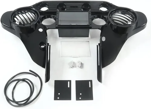 Vista 11 de Carenado interior con doble DIN GPS estéreo para Harley-Davidson Touring FLH 1996-2013-Efecto fibra de carbono Efecto de fibra de carbono.