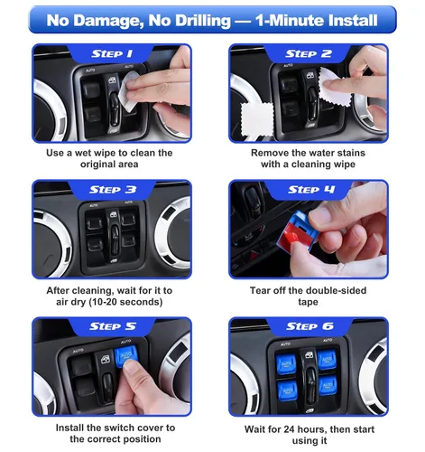 Vista 8 de Cubierta de botón de interruptor de ventana de metal para Jeep Wrangler JK JKU 2018 2017 2016 2015 2014 2013 2012 2011, accesorios para interiores