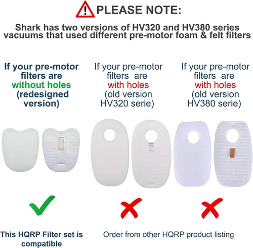 Vista 4 de HQRP Kit de filtro de espuma y fieltro compatible con Shark Rocket HV319 HV320 HV321 HV322 HV324 HV345 UV330 UV380 UV422 UV425CCO ZS350 ZS351 ZS352