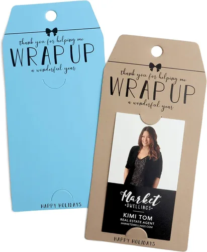 Vista 2 de Vertical "Thank You for Helping Me Wrap Up a Wonderful Year" Gift Tag Happy Holidays Pop By Gift Tag 10-GT005