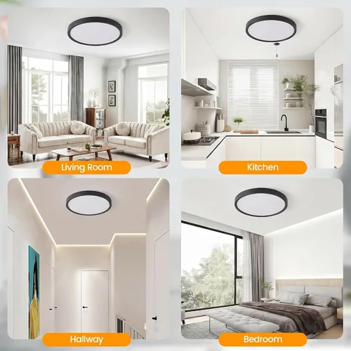 Vista 7 de TALOYA Paquete de 4 lámparas de techo LED de montaje empotrado de 10 pulgadas, 5 temperaturas de color (3000 K-6500 K), luz de panel plano redondo