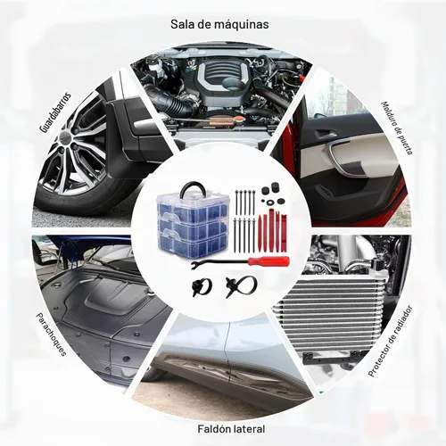 Vista 6 de Kit de 910 piezas de clips de retención de empuje para automóvil, kit de sujetadores de plástico con 27 de los tamaños más populares, clips de panel