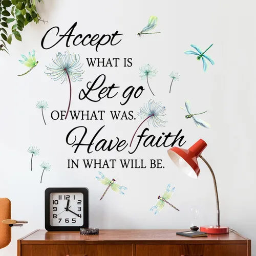 Vista 8 de Calcomanías de vinilo con frases inspiradoras extraíbles, de libélula y frases de pared, calcomanías de frases positivas para el hogar, dormitorio
