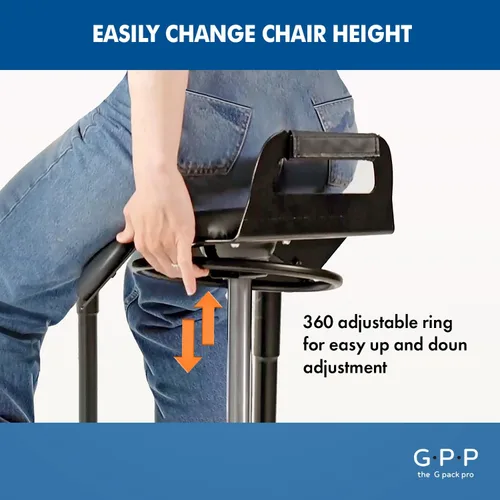 Vista 8 de Taburete de escritorio de pie – Silla ergonómica giratoria de 360° con altura ajustable (19.6–29.8 pulgadas) para sentarse o inclinarse cómodamente