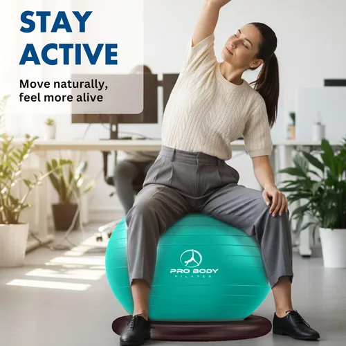 Vista 3 de ProBody Pilates Yoga Ball Chair, Exercise Ball Chair with Base or Stand for Home Office Desk Sitting or Workout, Balance Ball & Stability Ball Seat