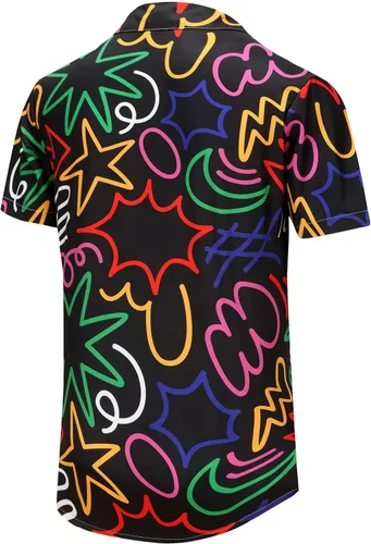 Vista 91 de KYKU - Camisa hawaiana funky para hombre, ropa tropical para vacaciones en Palm Beach