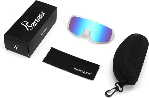 Vista 7 de Karsaer Vision - Lentes de sol grandes con visera de neón envolvente estilo de los años 80 y 90