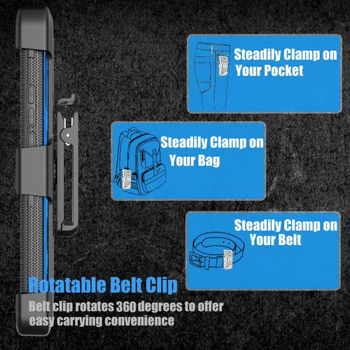 Vista 5 de Tekcoo Funda para Motorola Edge+ 2023 Edge 40 Pro X40 XT2301 - Clip de cinturón de bloqueo con función atril absorbente de golpes y cubierta