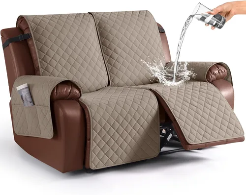 Vista 12 de KinCam Funda impermeable para sofá biplaza reclinable, funda antideslizante para sofá reclinable de 2 asientos, funda de sofá reclinable, protector
