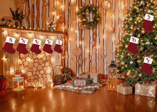 Vista 4 de Threetols Medias de Navidad con inicial, letra pequeña bordada de punto, medias de Navidad rojas y blancas, letras de monograma, para colgar, medias