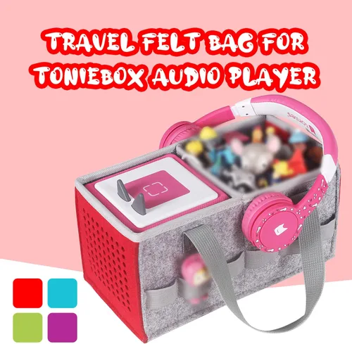 Vista 3 de GISEO Estuche de transporte para el juego de iniciación Toniebox y bolsa de almacenamiento para la estatuilla Tonie, bolsa plegable de juguete Rojo