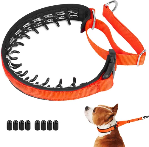 Vista 22 de Mayerzon Collar para perro, patentado Martingala, collar antitirones para perros pequeños, medianos y grandes, con hebilla para paseo y Negro