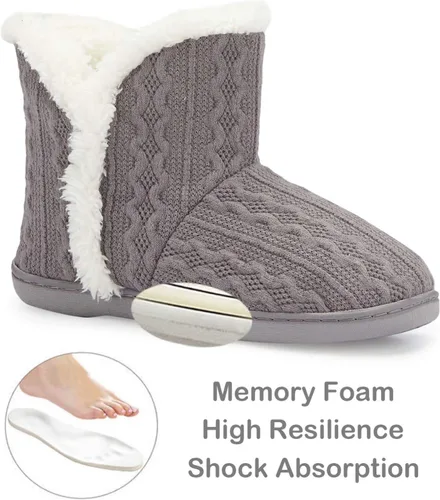 Vista 2 de pantuflas abrigadas de felpa, para interiores y exteriores, ideales para el invierno, para mujer, cómodas, botines
