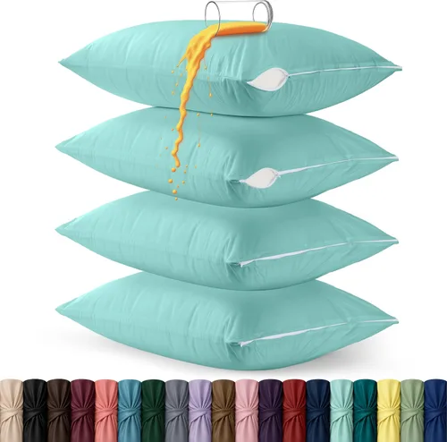 Vista 20 de Utopia Bedding Protector de almohada impermeable, con cremallera, paquete de 2, beige, estándar, funda de almohada a prueba de chinches, de 20 x 26