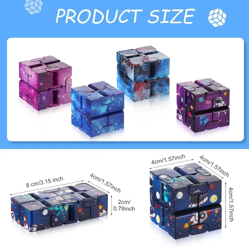 Vista 2 de Zhanmai 10 cubos de galaxia infinito a granel, regalos de astronauta espacial, sensorial, alivio del estrés y la ansiedad, manos frescas, mini cubo