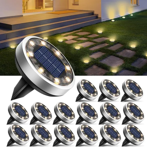 Vista 8 de Btfarm Paquete de 16 luces solares impermeables para exteriores, 8 luces LED solares para suelo