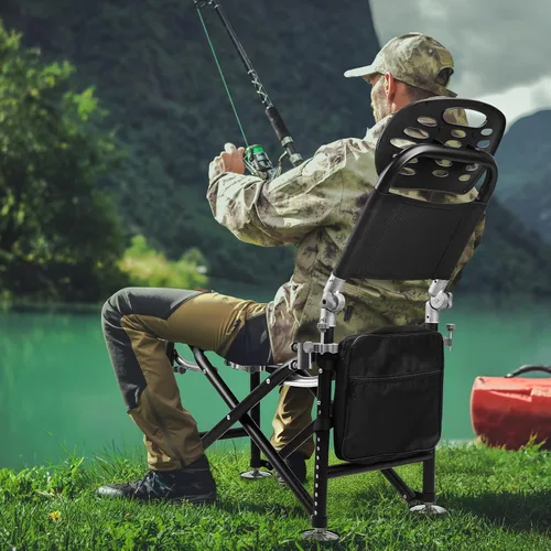 Vista 2 de Outdoor Camping Chair, Folding Chair, Expandable,Fishing Stool, Fishing Chair with Bag and Umbrella Rack, Chair Buckle, Tackle Box & Comfortable