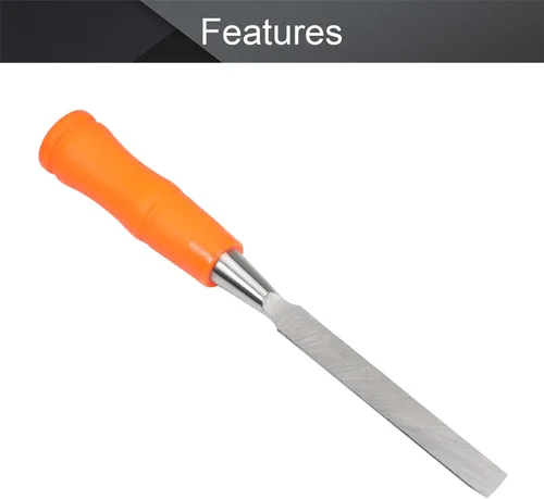 Vista 3 de Utoolmart Cincel de madera para carpintería de 0.394 in de ancho cabeza plana de talla de acero de alto carbono y mango de PVC para carpintería