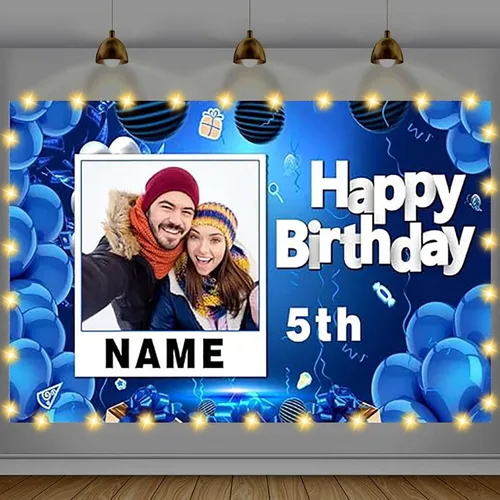 Vista 20 de Cartel de feliz cumpleaños beige personalizado para telón de fondo grande de feliz cumpleaños, globo aerostático, fiesta, interior y exterior
