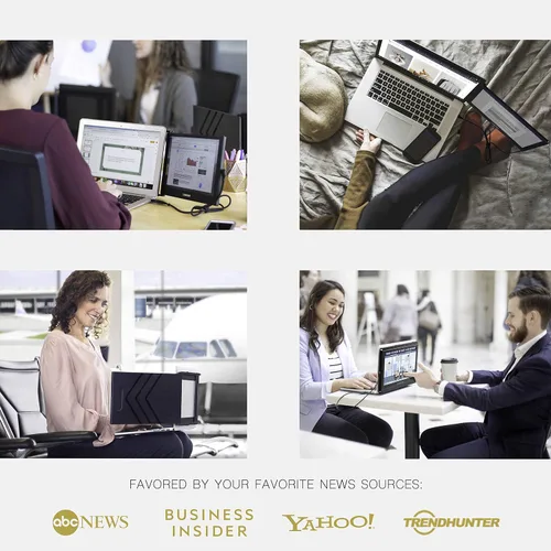 Vista 7 de SideTrak Monitor portátil deslizante de 12.5 pulgadas con funda de transporte, se fija a tu laptop para un fácil viaje, alimentación USB eficiente