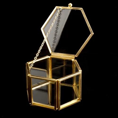 Vista 7 de Joyero de cristal de la vendimia, organizador geométrico de la joyería