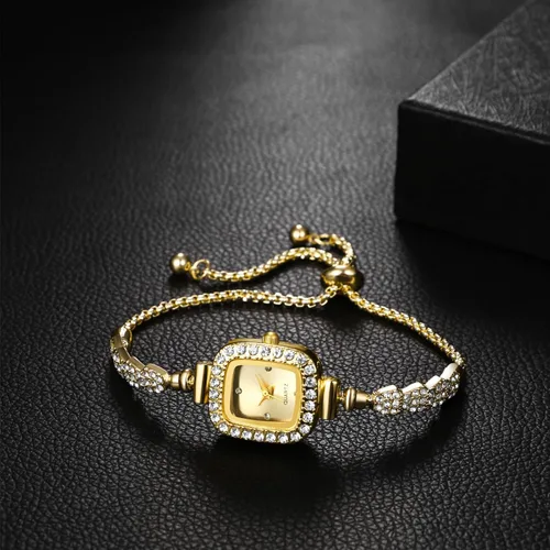 Vista 5 de OIDEA Reloj de pulsera con diamantes de imitación para mujer: reloj de pulsera de cuarzo analógico con diamantes de imitación de lujo, correa