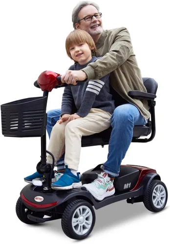 Vista 8 de Patinete de movilidad plegable de 4 ruedas – Scooter motorizado de capacidad de 300 libras para adultos, scooter médico eléctrico compacto