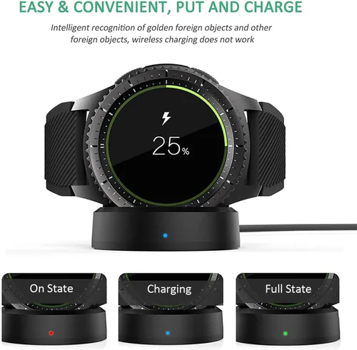 Vista 4 de Cargador de reloj para Samsung Gear S2, base de carga con cable de carga micro USB, para Smausng Gear S3 S2 Classic, S3 Frontier, S4 Smart Watch