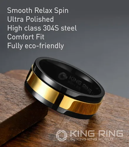 Vista 3 de King Ring Anillos giratorios ultra pulidos de 0.315 in Anillos de acero inoxidable planos brillantes de alta calidad para hombres y mujeres
