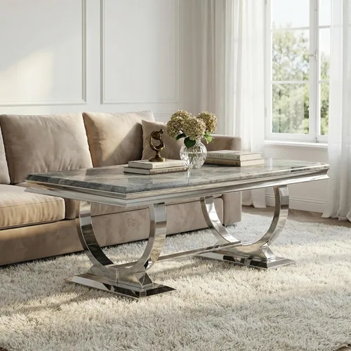 Vista 10 de Asday Mesa de centro dorada y blanca, mesa de centro rectangular de mármol dorado, mesa central elegante de lujo para sala de estar, pasillo
