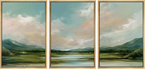 Vista 33 de Ashbrook Set de Arte de Pared en Lienzo Enmarcado, Naturaleza, Horizonte de Playa Nebulosa, Ilustraciones de Área Silvestre, Bellas Artes, Paisaje