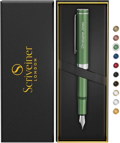 Vista 24 de Scriveiner Pluma Estilográfica EDC de Lujo (Mediana), Impresionante Pluma de Bolsillo Negra de Lujo, Chapado en Oro Real, Plumín Dorado Schmidt 1.