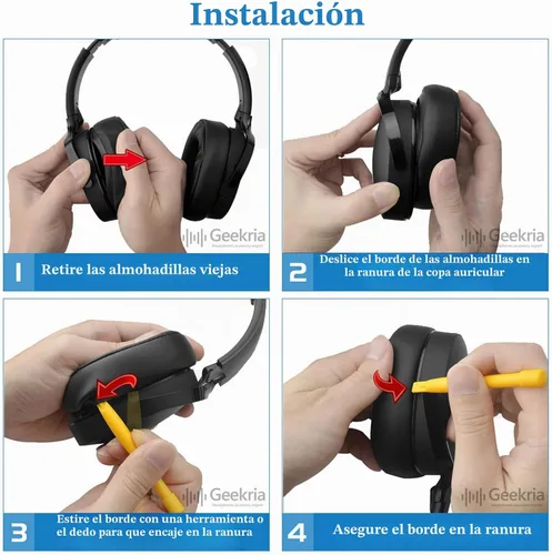 Vista 5 de Geekria QuickFit - Almohadillas de repuesto para auriculares inalámbricos Skullcandy Crusher, Crusher EVO, Crusher ANC, Hesh 3/EVO/ANC, Venue ANC