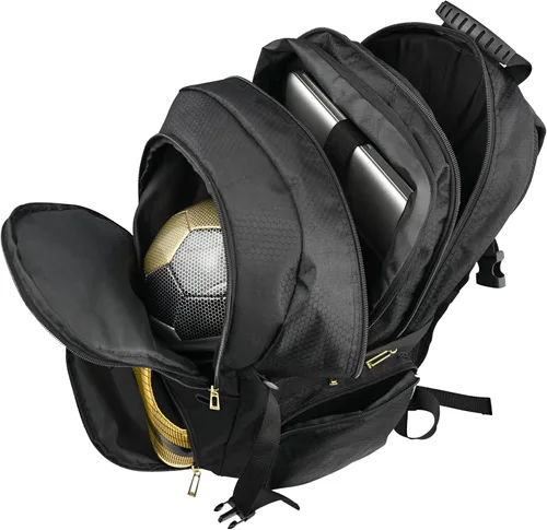 Vista 3 de Mochila deportiva, diseño todo en uno para pelota de fútbol de tamaño 5 o baloncesto tamaño 7, lista para portátil, almacenamiento de tacos, sistema